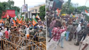 झारखंड विधानसभा के बाहर छात्रों पर लाठीचार्ज, बैरिकेडिंग तोड़ने की कोशिश; चप्पल-बोतलें फेंकीं, वाटर कैनन पर चढ़कर किया हंगामा